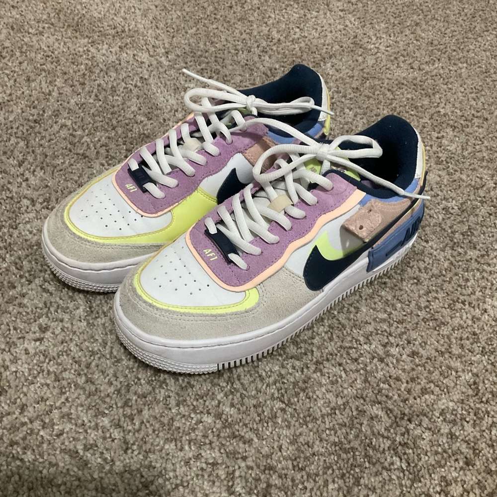 New Nike Air Force 1 Shadow AF1 Leather Blue Purple White Volt Womens